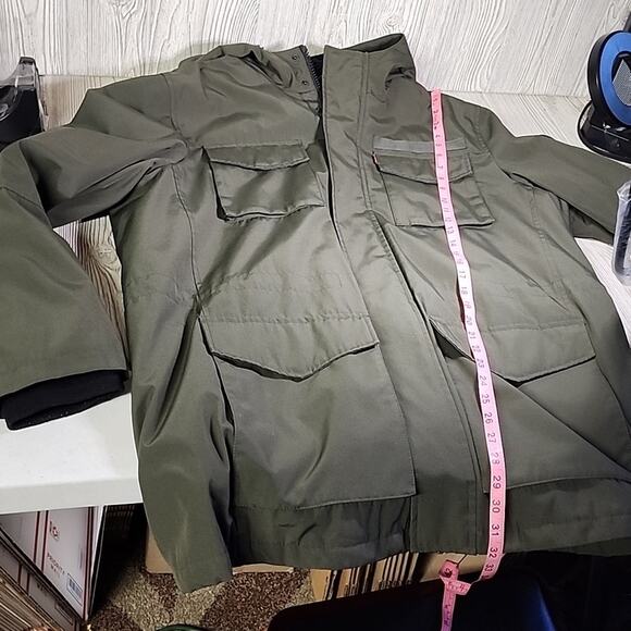 Levi's Arctic Hooded Fleece Lined Four Pocket Parka Jacket Green Mens Size XL - Picture 9 of 13